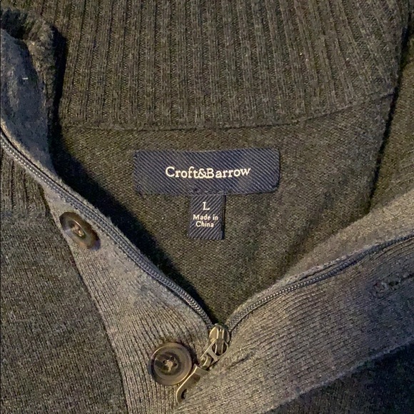 Grey 1/4 zip Croft&Barrow sweater - Picture 2 of 2